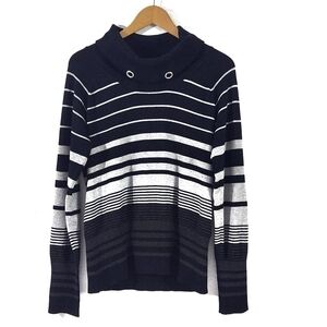 Dusak Designs Cowl Neck Striped Sweater